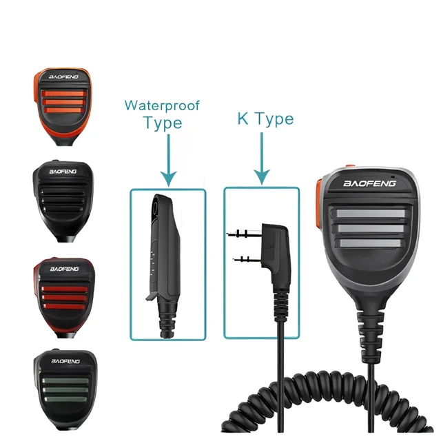 Baofeng UV-9R PRO Waterproof  Microphone Shoulder Speaker UV-13 2 Pins for Walkie UV-5R UV-82 UV-16 TH UV8000D Two Way Radio