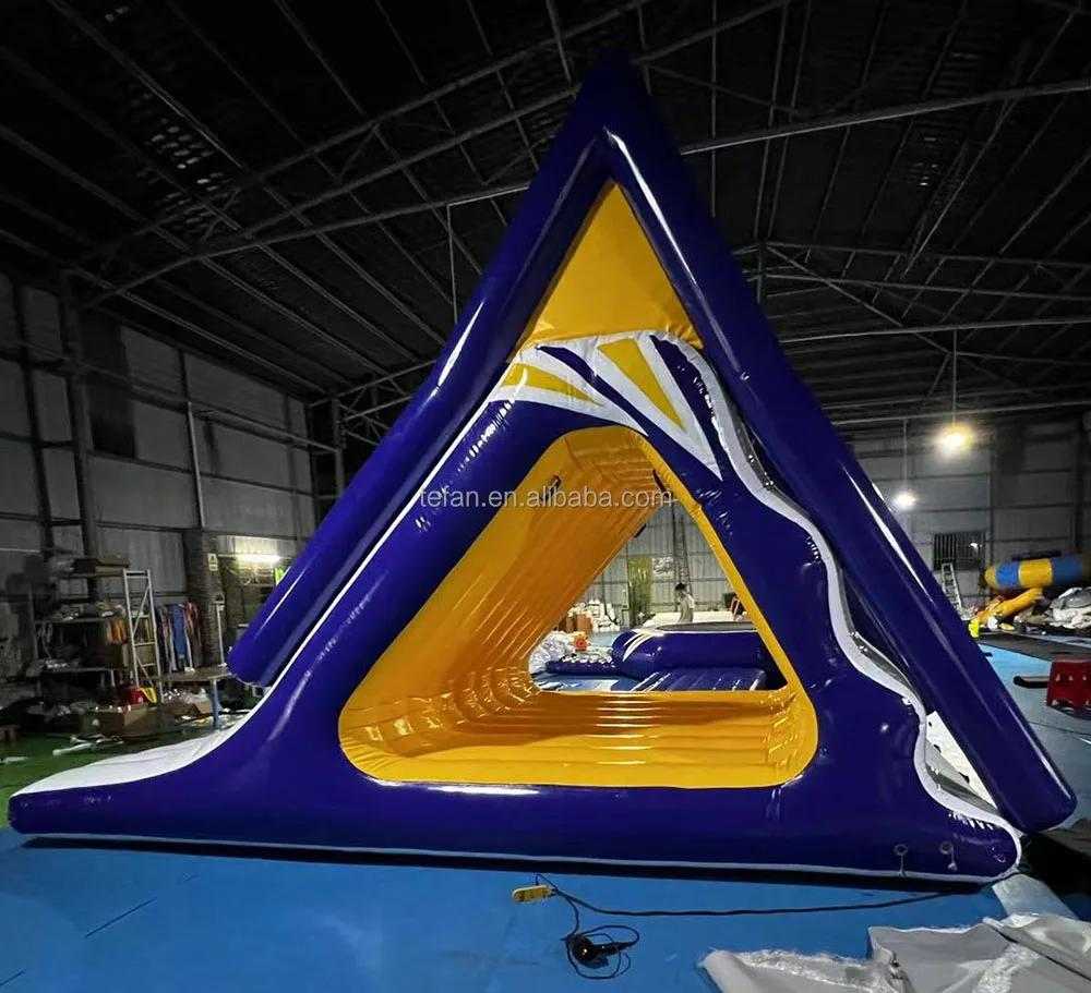 Inflatable Water Floating Island Slide Water Park Slides with Balance Mat and Trampoline
