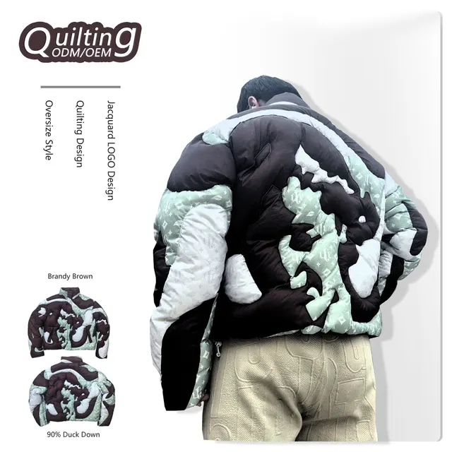 Oem Wholesale Cropped Puffer Jacket Coat Men Custom Stitch Pattern Logo Printing Waterproof Down Puffer Jacket For Men