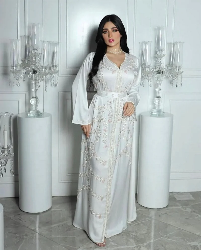 2022 Elegant Moroccan White Caftan Embroidered And Hand Beaded Kaftan ...