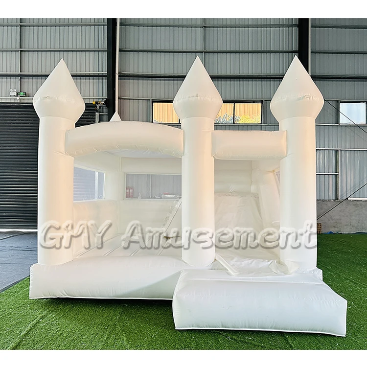 New popular white children's bouncy castle modern bounce house combo with slide