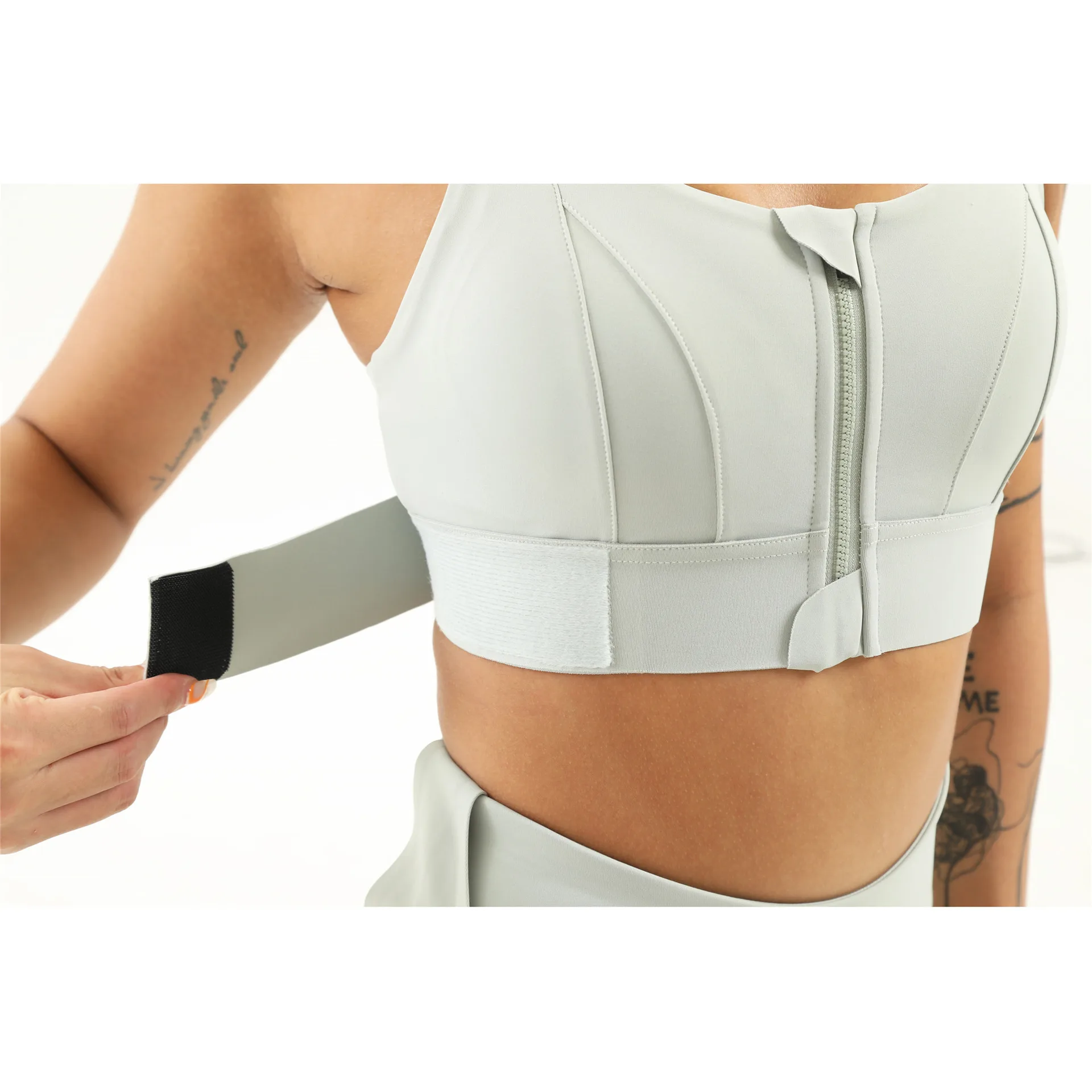 wanita angkat payudara ultra mendukung kenyamanan yang nyaman untuk zip  olahraga bra depan yang dapat disesuaikan