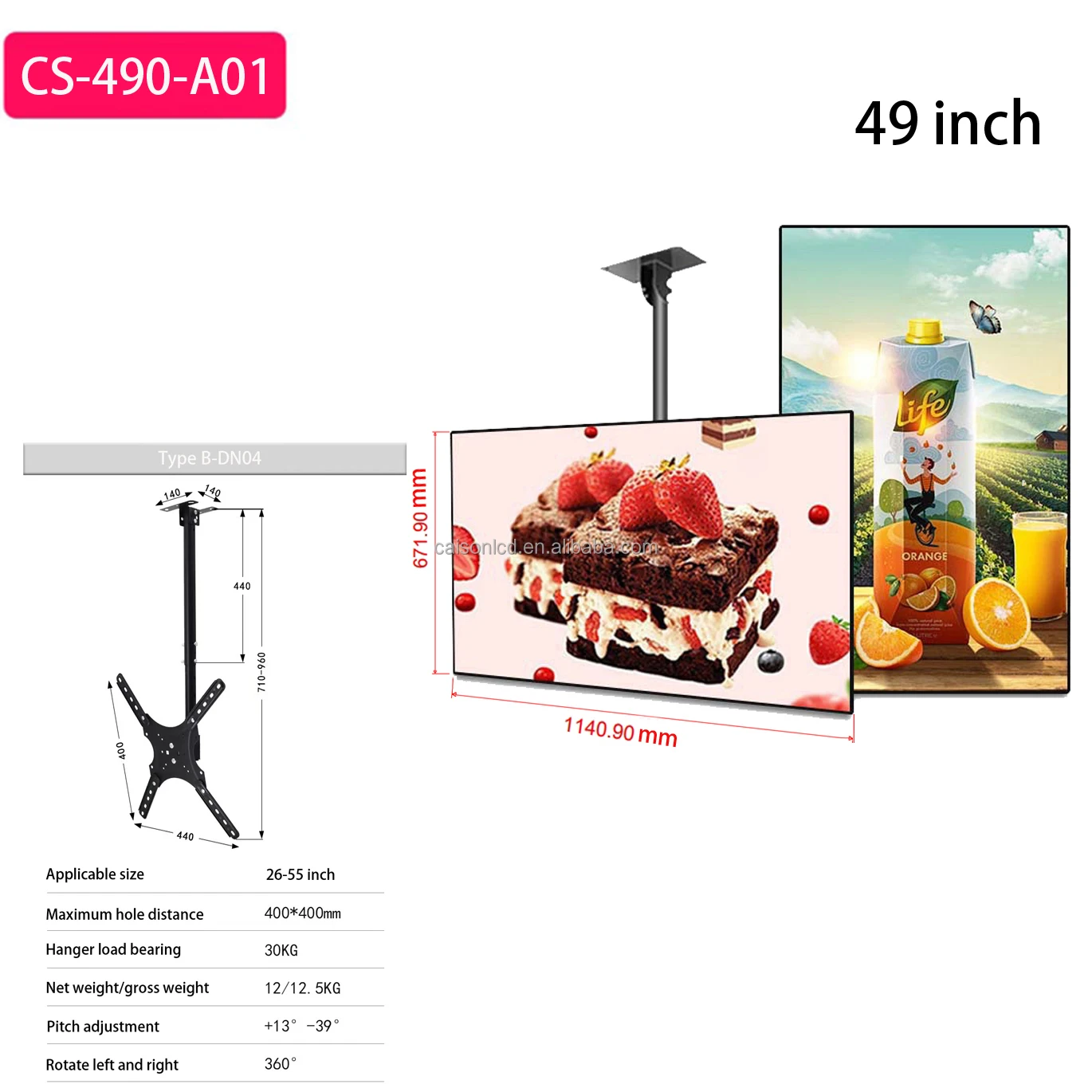 32 43 49 55 Inch Hanging Wall Mounted HD Screen LCD Advertising Machine Digital Signage and Display for Restaurant Coffee Shop manufacture