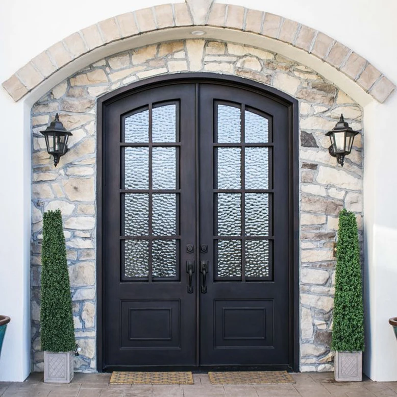 Latest Design Korean Style House Customized Size Wooden Glass Main Entrance Doors