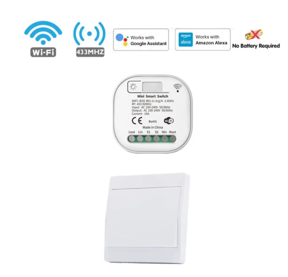 433 МГц WIFI мини смарт-приемник TUYA и настенный выключатель