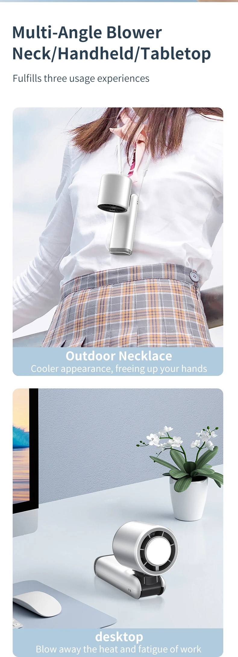 Cooling High Speed Portable Hand Fan Handheld Fan 4000 MAh Battery Fan Customizable Logo