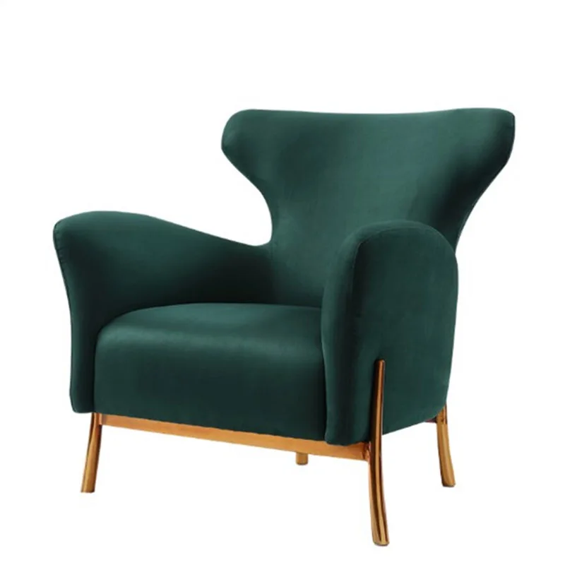 蓝色天鹅绒法国现代斯堪的纳维亚豪华躺椅