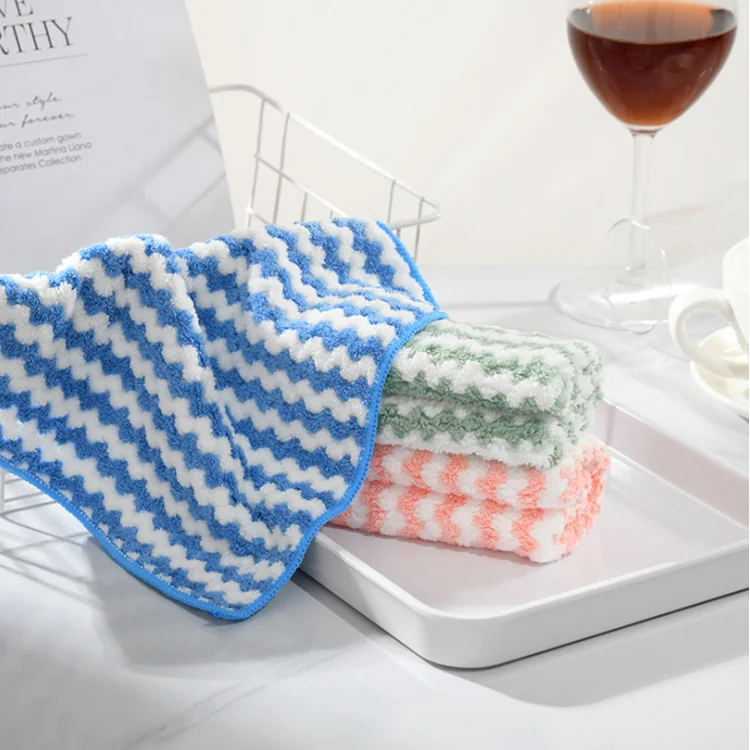 Sublimation Double Sided Microfiber Absorbent Kitchen Dish Cloth Minky Housekeep Wash Dishes Cloth