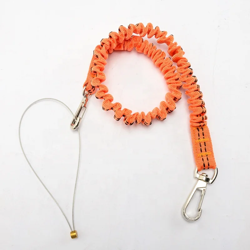 Superior Quality Elastic Blended Webbing Tool Lanyard With 2 X Double Action Carabiners for Safety