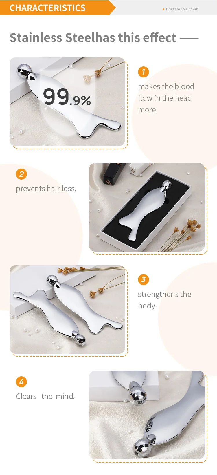 Eye Massage Roller Fish Scraping Muscle Gua Sha Stainless Steel Guasha Board