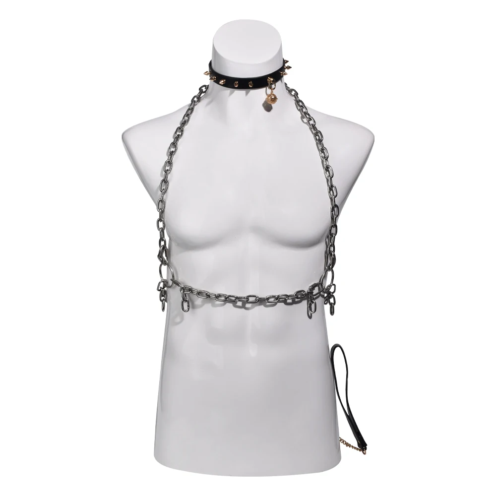 Metal Chain Male Erotic Wearable Bondage Corset for Men Gay Slave Game SM Toys Leather Handcuffs BDSM