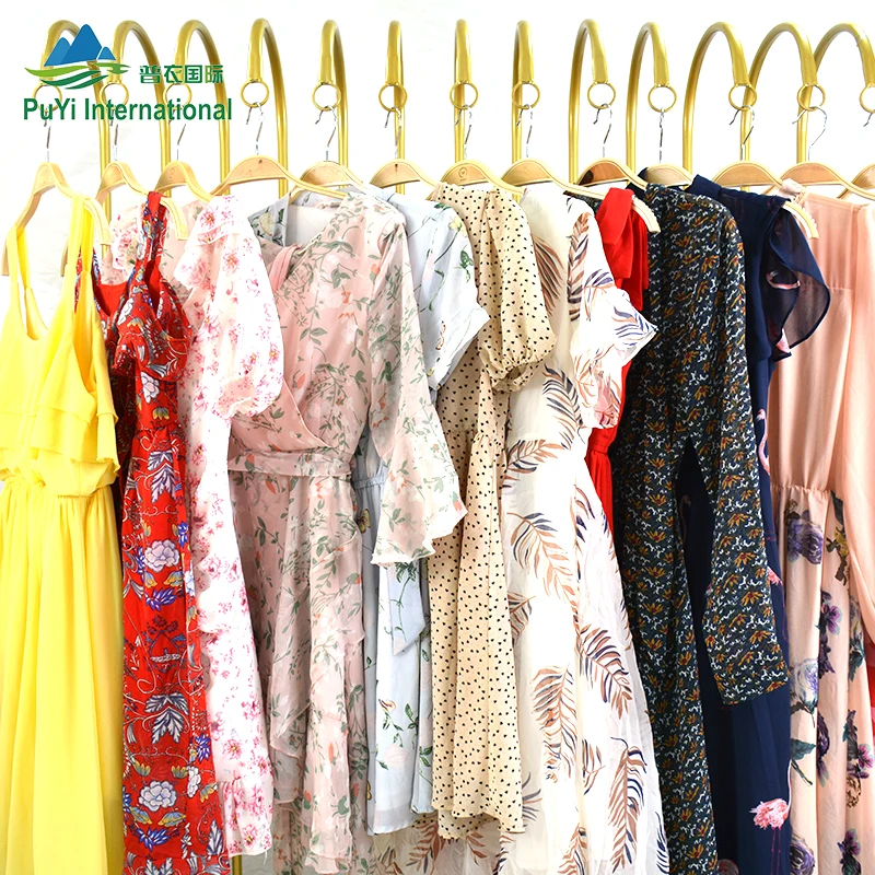 UK Summer Premium Women's Silk Dress Wholesale Price Floral Printed Ladies  Dresses Second Hand Clothes Bale for Canada