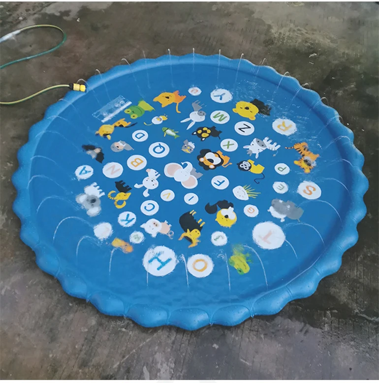 Kids Playing on Sprinkler Mat