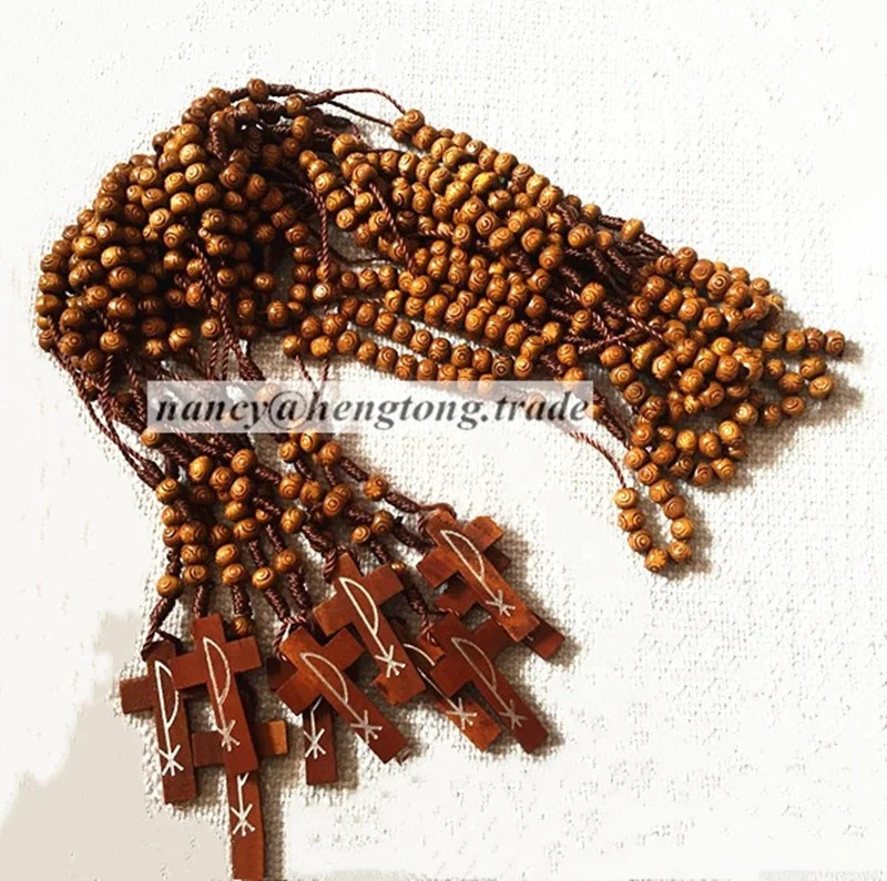 2 Color 6MM Brown Cheap Custom MEDUGORJE Design Catholic Bead Rosary Necklace Religious