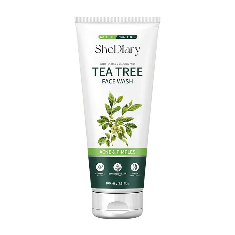 SheDiary Skin Care Face Wash Product Deep Cleansing Oil Control Tea Tree Anti Acne Moisturizing Acne Treatment Facial Cleanser