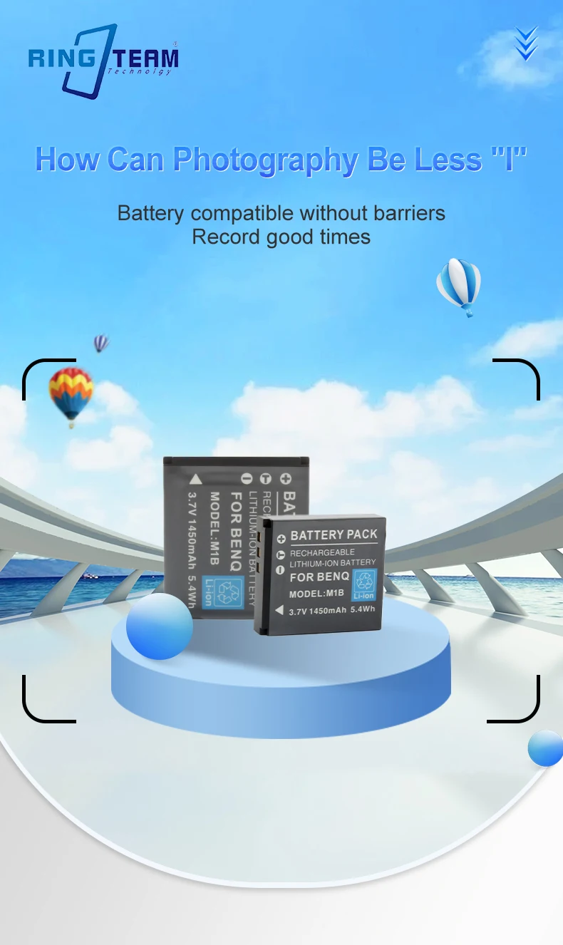 3.7V 1450mAh BQ-M1B Rechargeable Digital Battery M1B Lithium-ion Batteries for BenQ DC-E510 E800 E600 E605 X710 E1020 Cameras manufacture