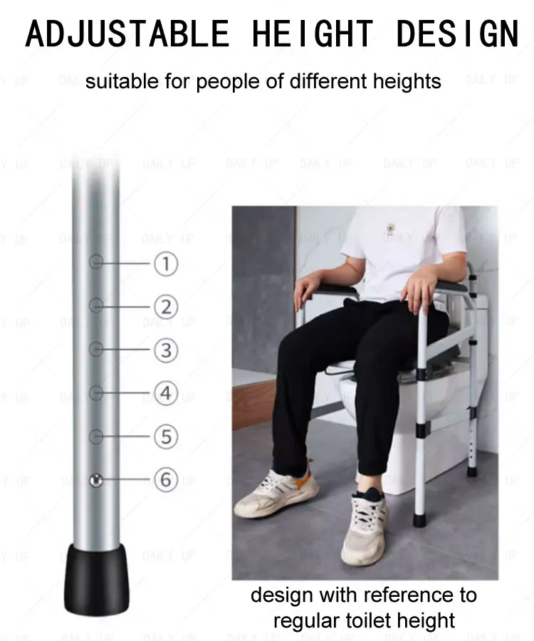 Upholstered Folding Commode Chair With Armrests Adjustable Anti-Skid Shower Chair For Disabled Hospital Patient