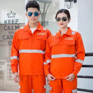 High-Vis Multiple Reflective Strips Poly-Cotton Durable Multi-Pocket Construction Factory Workshops Custom Logo Work Wear Set