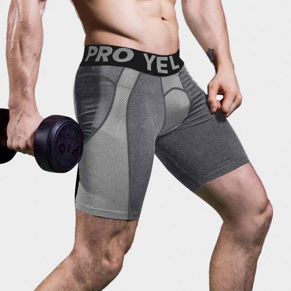 Customizable Men's Polyester Gym Compression Shorts Stock Boxers Knitted Fabric Sports Fitness Swim Underwear Private Label