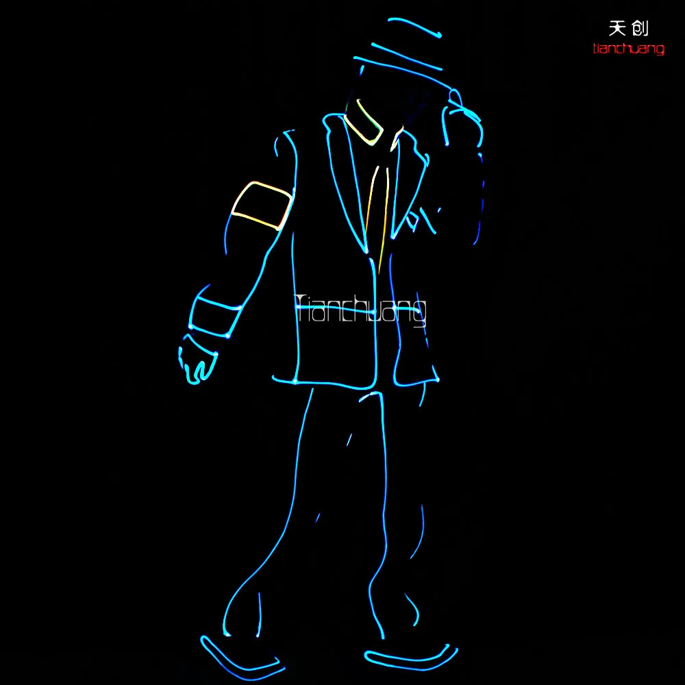 LED 트론 댄스 MJ 슈트, 힙합 댄스 의상, 마이클 잭슨 라이트업 재킷