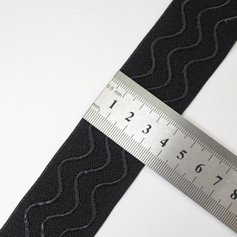 Factory Custom Waterproof Eco-Friendly Nylon Coated Anti Slip Elastic Band Wave Silicone Elastic Webbing