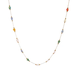 2026 New Sectioned Three-dimensional Triangular Gemstone Necklace Colorful Bead Necklace Fashionable Women's Accessory