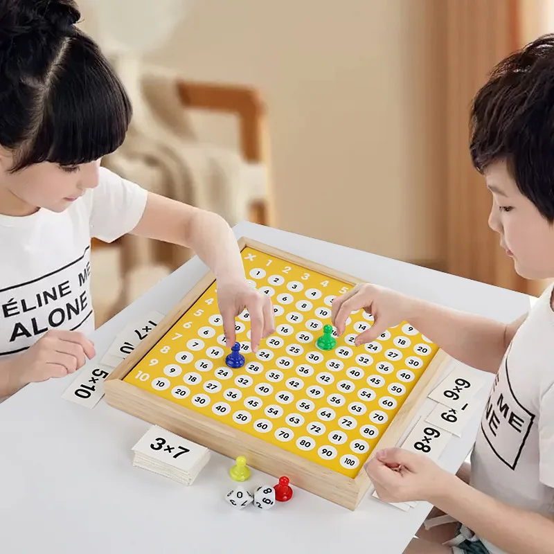Double Sided Board Table Dice Card Games for Kids Wooden Multiplication Math Board Montessori Educational Toys