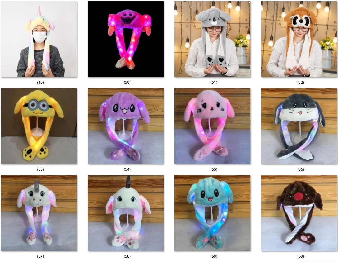 Custom Bunny Hat With Air Pumping And Moving Ears Plush Cute Animal Cap