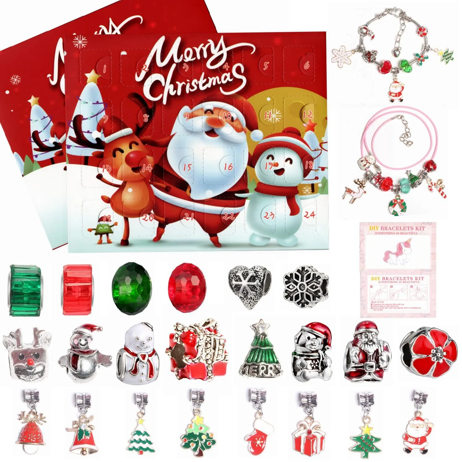 24pcs Christmas Advent Countdown Calendar Blind Box Set 2023 Hot Sale China Wholesale Charm Bracelet Kit
