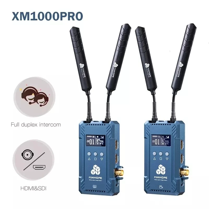 FORHOPE XM1000PRO 300m Wireless Transmission Receiver Kit Full Duplex Talkback SDI HD-MI Transmission System