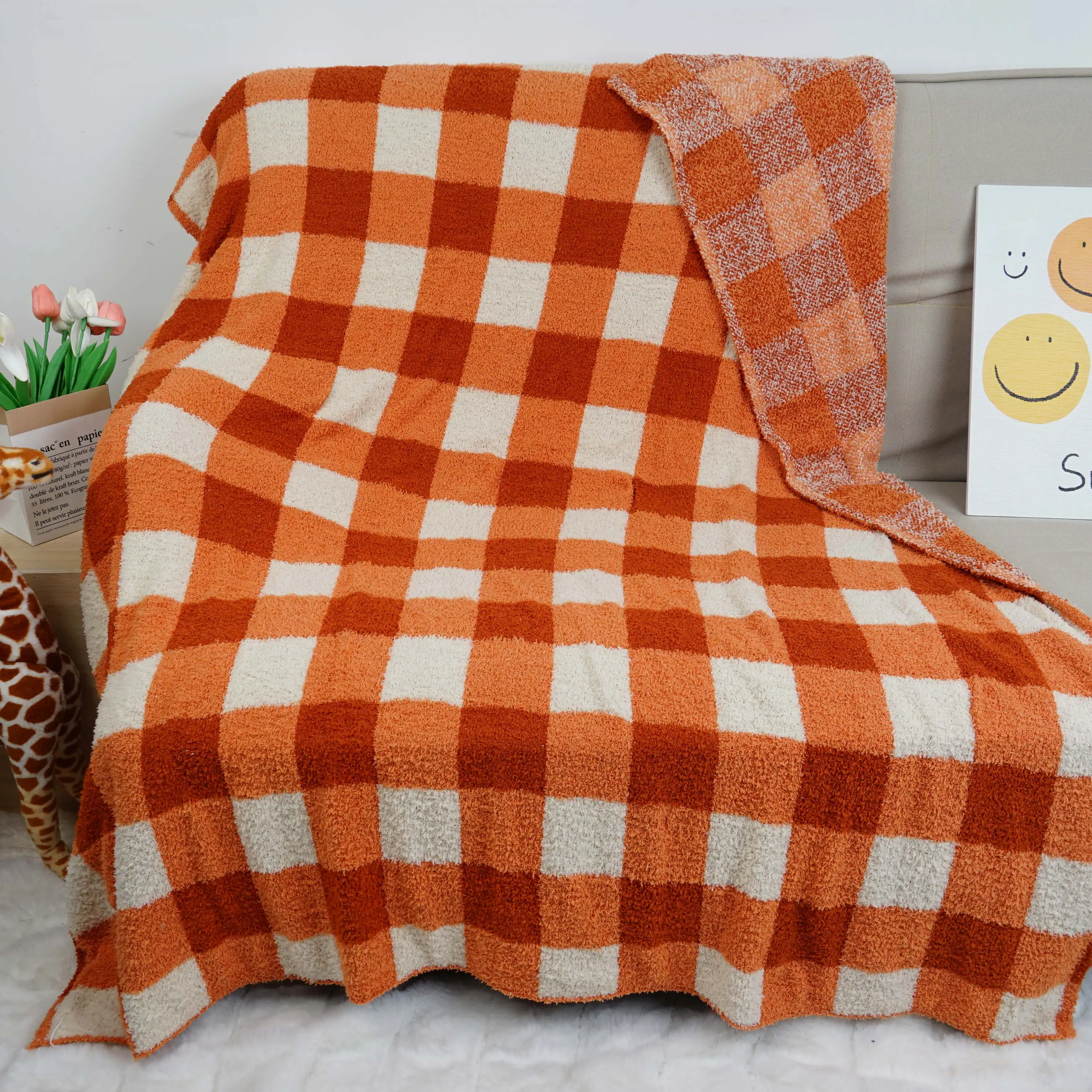 بطانية منسوجة بسعر منخفض وبطانة ناعمة مصنوعة بالكامل من البوليستر، بطانية كبيرة مع أنماط حصاد موسمي، بطانية زينة لفصل الخريف