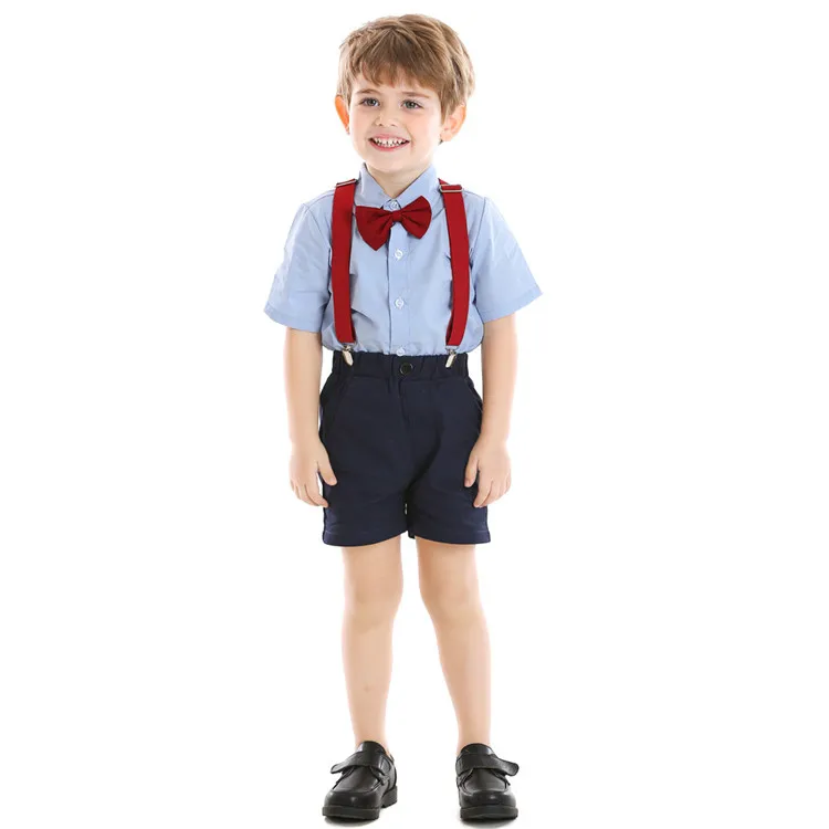 Infant Baby Boys Outfits Kids Summer Casual Romper+Suspender Shorts Suit Costume 