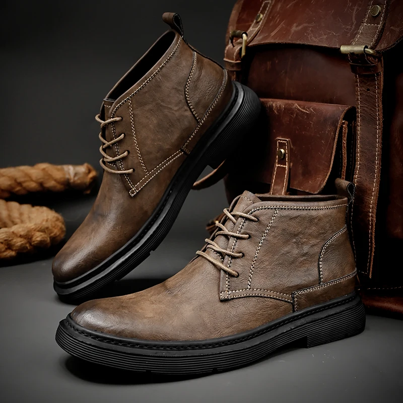 Men Boots Genuine Cow Leather Men Martin Boots Winter Boots For Men ...
