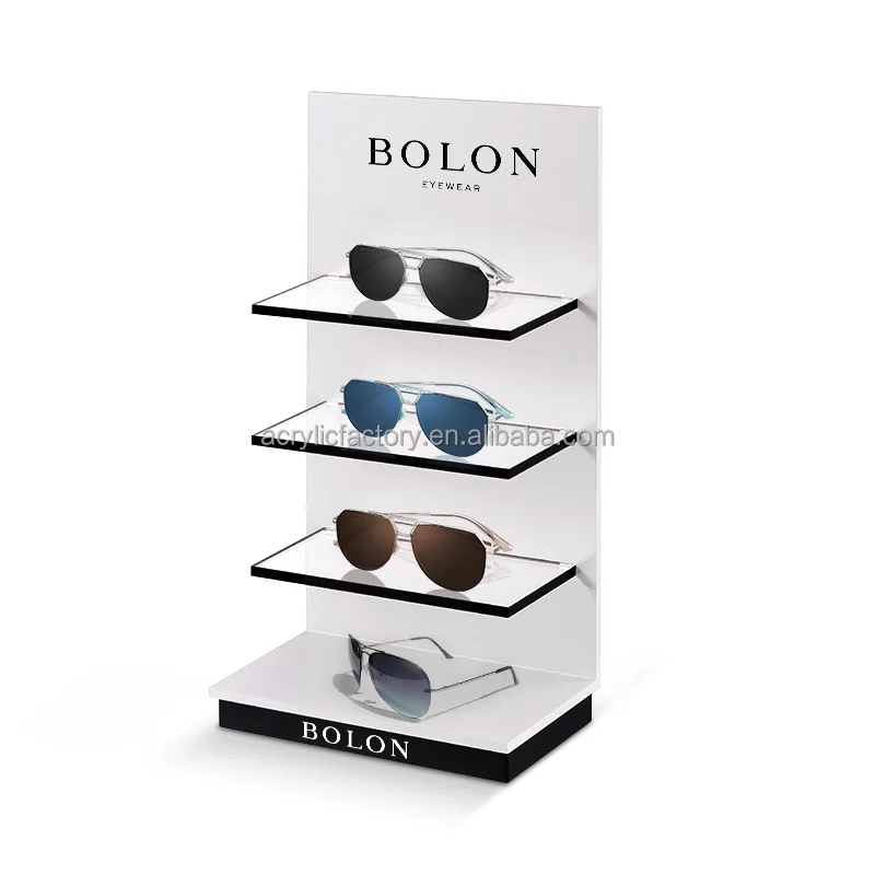 Custom Retail Counter Sunglasses Display Stand With 3 Shelf Individual