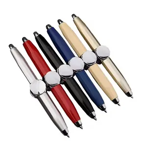Custom Logo Multi-Function Rotating LED Metal Fidget Spinner Pen Hand-Creative Ballpoint Pen Spinning Mod Business Plastic