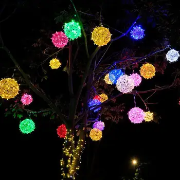 Led rattan ball lamp outdoor waterproof engineering bright hanging tree landscape lamp courtyard garden ball lamp Christmas stre