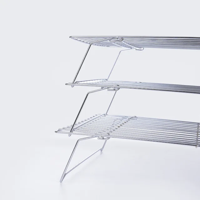 3-Tier Stackable Stainless Steel Cooling Rack 34x24x19cm Kitchen Utensil for Baking Roasting Cooling Cookies and Cakes