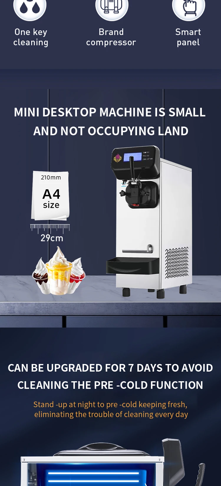 Small Automatic Commercial Ice Cream Machine Single Head Table Top Ice
