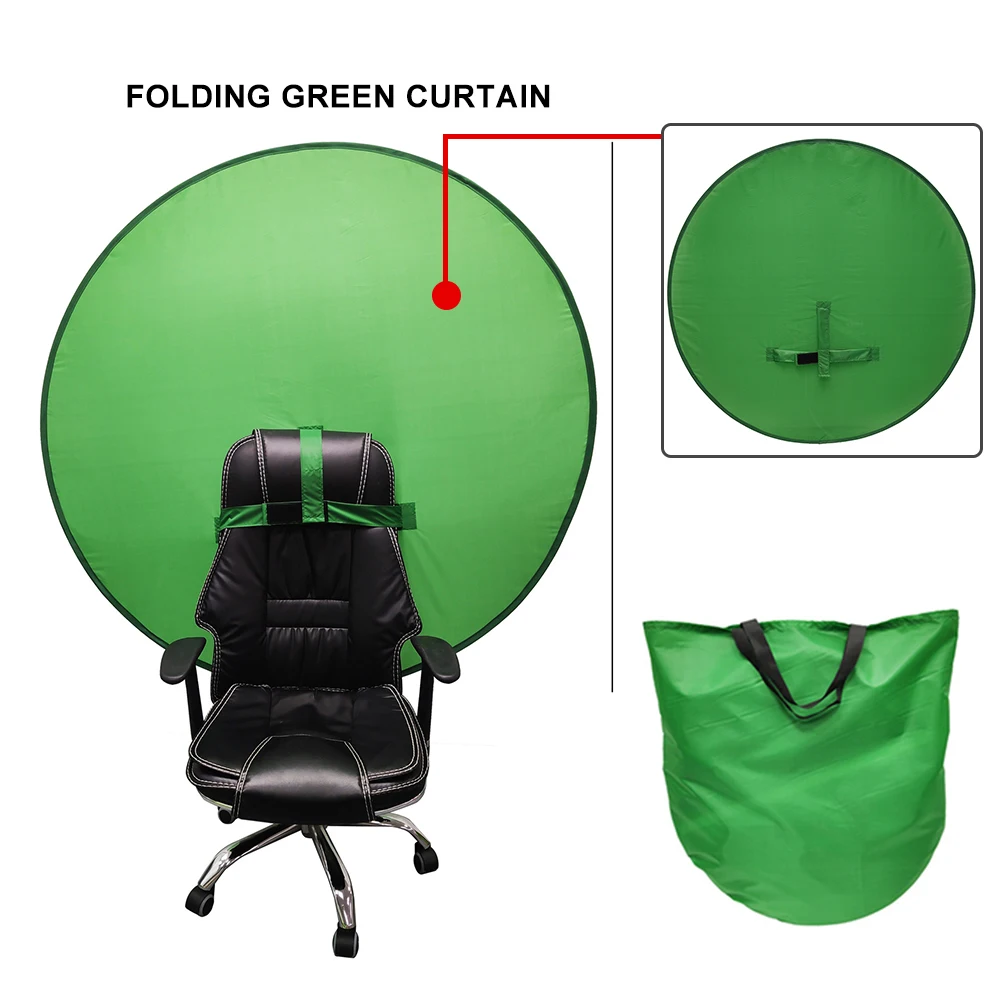 New product Portable chair backdrop Webcam Background Green Screen for Video Chats, Zoom, Skype, Video Photography Backdrops