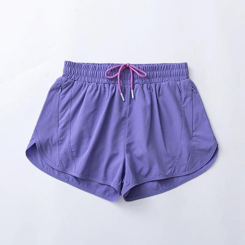 Women's Quick Dry Solid Print Fitness Shorts Outdoor Loose Waist with Hidden Pockets Made of Comfortable Spandex/Nylon