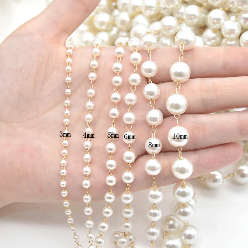 1 metro 6mm Perle d'imazione Catene di rame Perla d'imazione Collana di perline di cristallo Fornure per braccialetti per la creazione di gioielli fai da te  36
