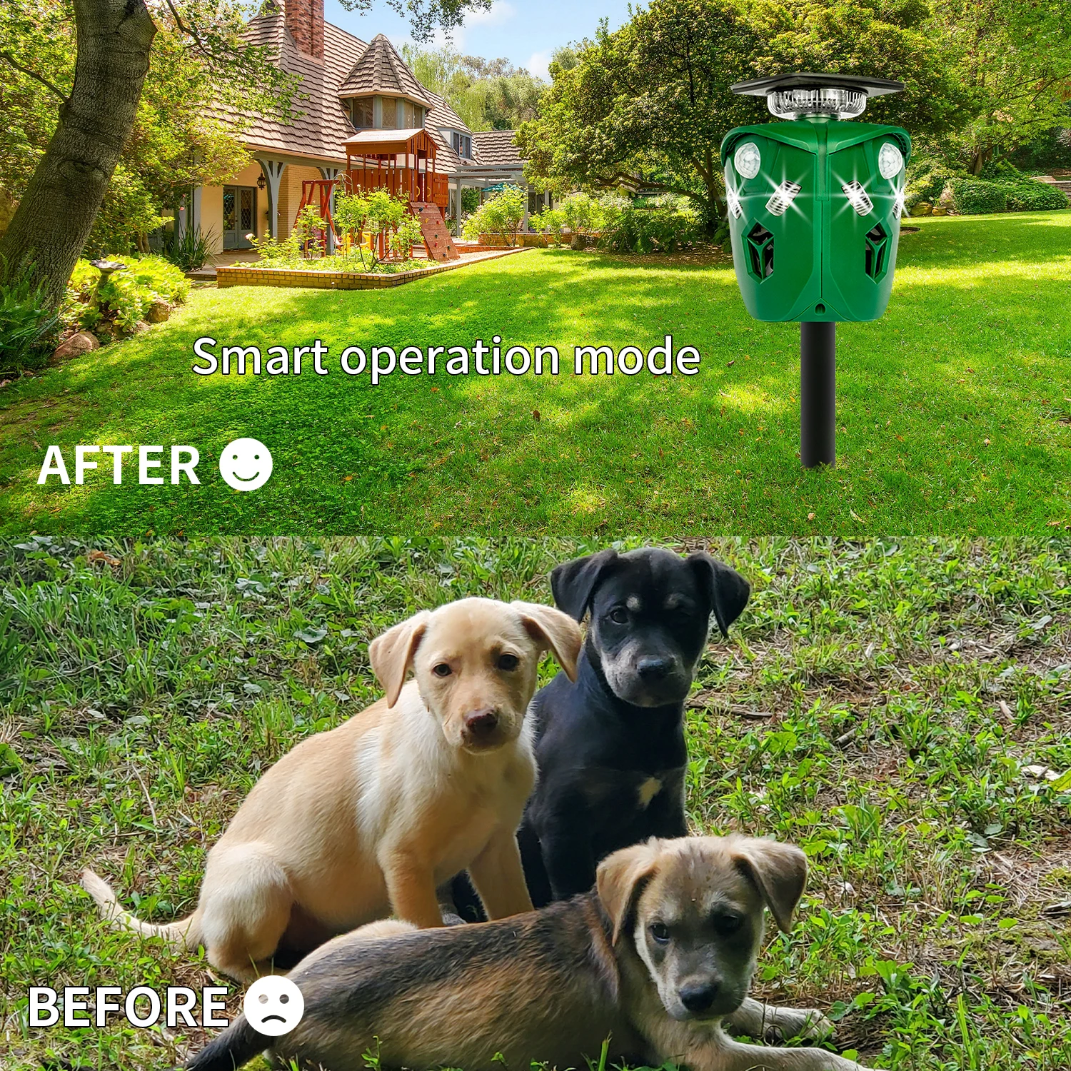 X-Pest Ar16 360 Degree Ultrasonic  Solar Animal Repeller Flame Light Deer Repellent With Motion Sensor