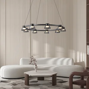 JACKSUN Italian-Style Luxury Pendant Light Nordic Premium Glass Dining Pendant Light Smoky Gray Minimalist Modern Living Room