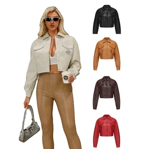2026 Spring Autumn New Women Loose Casual PU Long-sleeved Single-breasted Blazer Short Jacket Baseball Varsity Jacket for Women