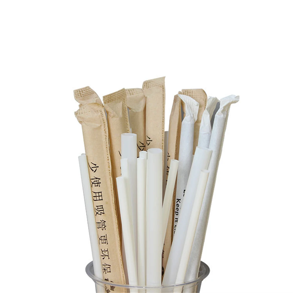 12Mm Straight Non Plastic Biodegradable Pla Straw Drinking Spoon Straws