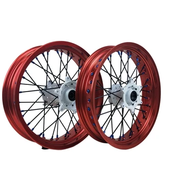 Factory Price Fit KTM EXC SXF 2024 17 Inch Wheel Set Supermoto Wheels Red Rims White Hubs