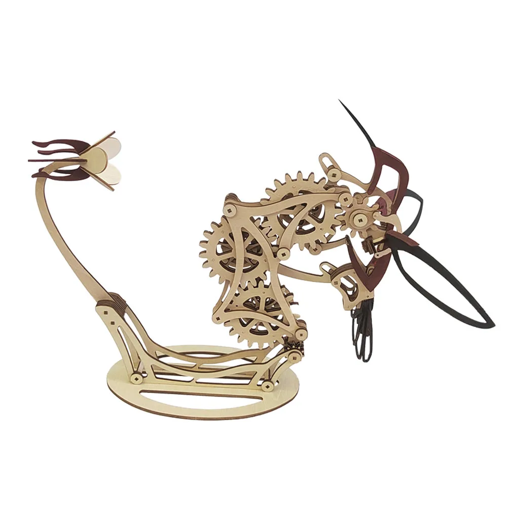 High Quality Mechanical Hummingbird Model 3D Wooden Jigsaw Puzzle  Assembly Game DIY Toys for Kids and Adult Creative Art Crafts