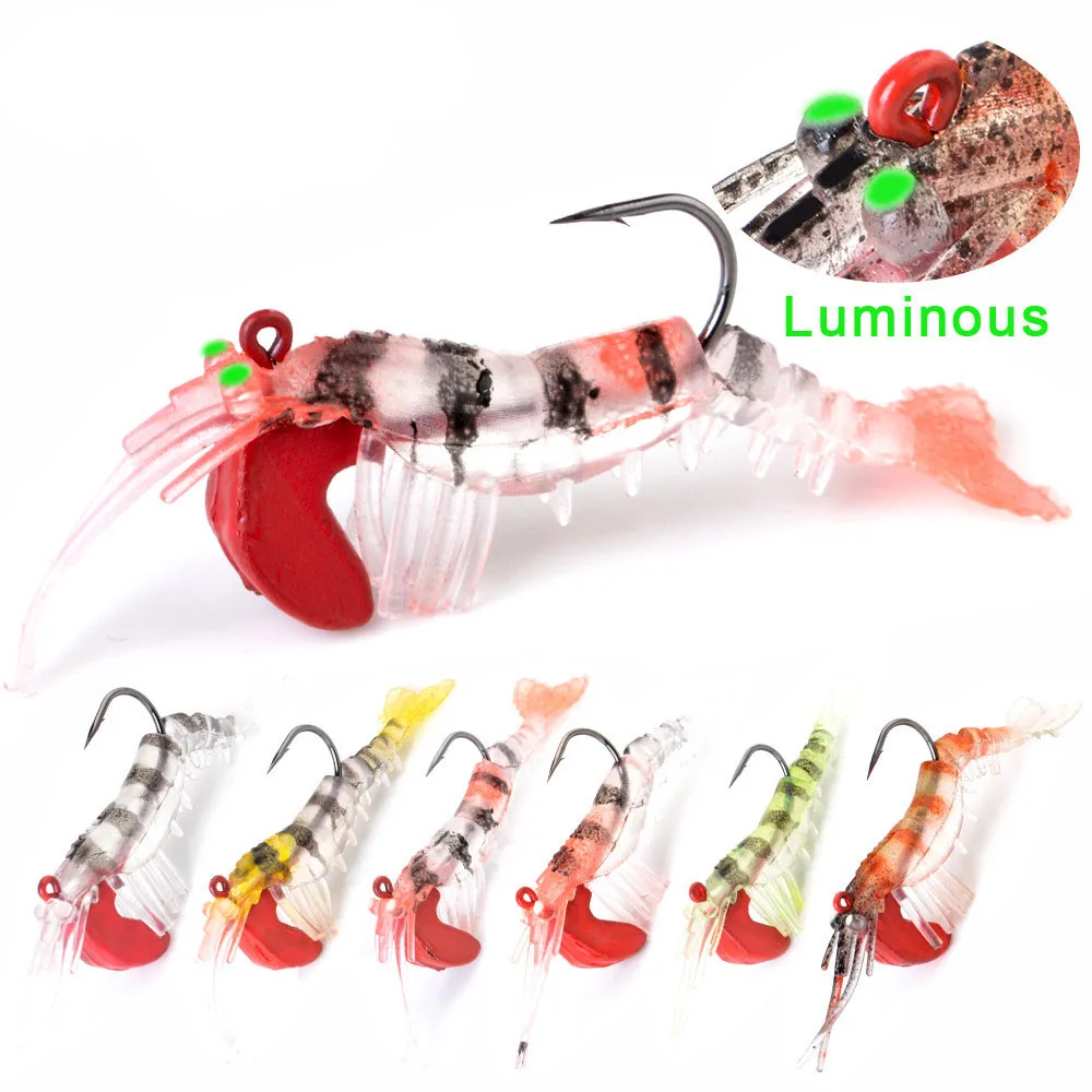 Artificial Soft Shrimp Fishing Lures Baits Soft Bionic Lure Bait With Lead Hook 