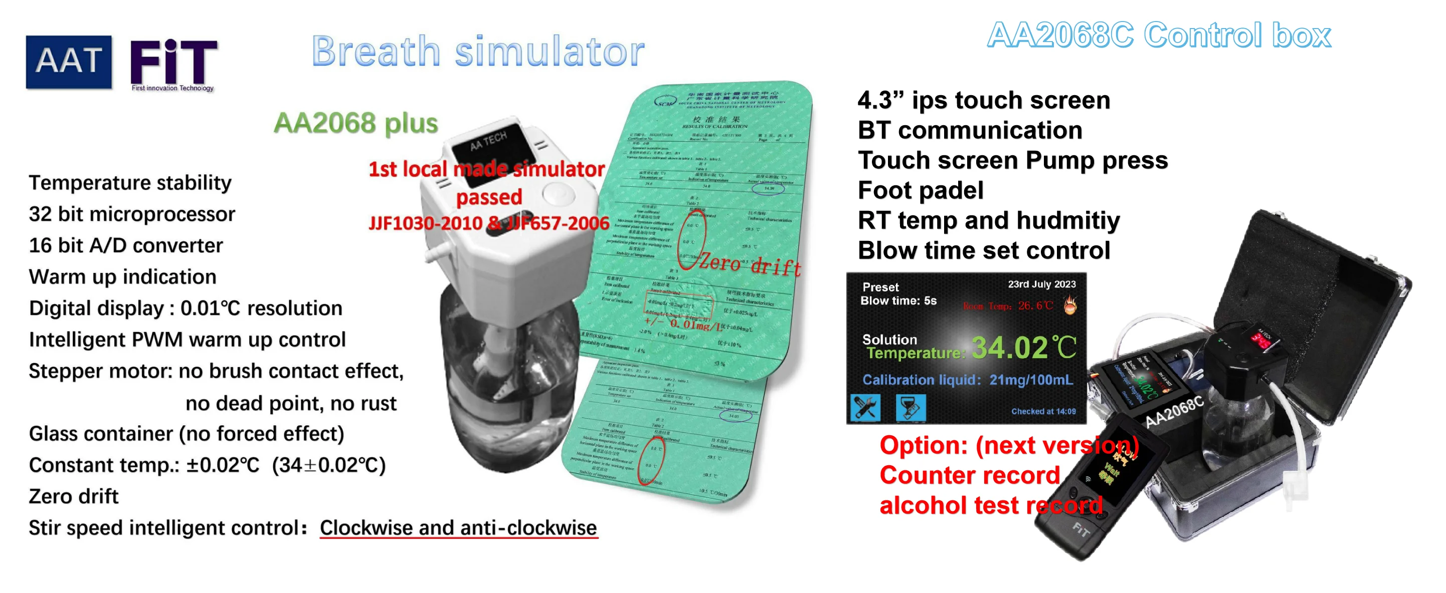 4.3" Capacitive Touch Display Alcohol Breath Test Simulator Aa2068c