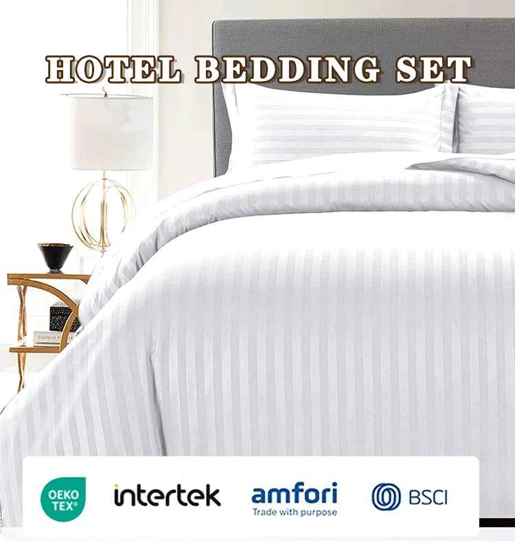 Low Price Wholesale White Hotel Bedding Set Cotton Polyester Queen Size 3pcs Duvet Cover Set manufacture